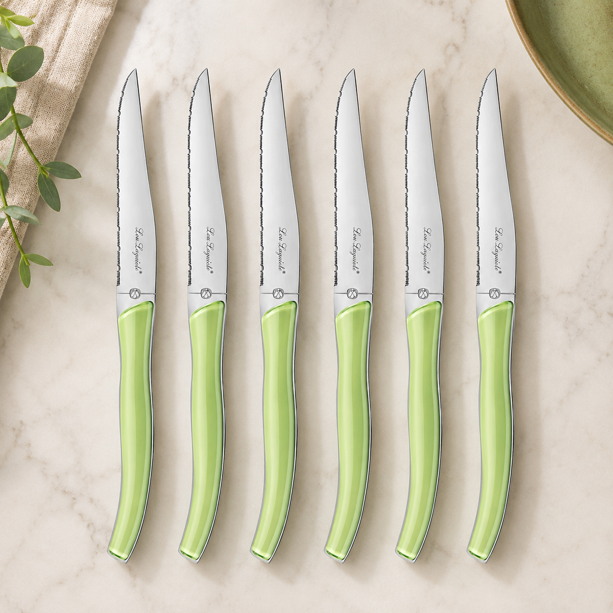 Lou Laguiole Set of 6 Double Serrated Steak Knives